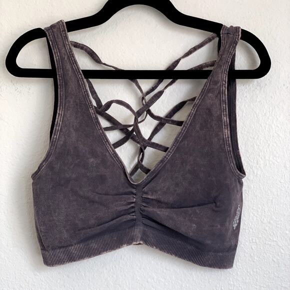 NEW Free People Criss Cross Bandeau Bralette in Stone Gray - Picture 2 of 5